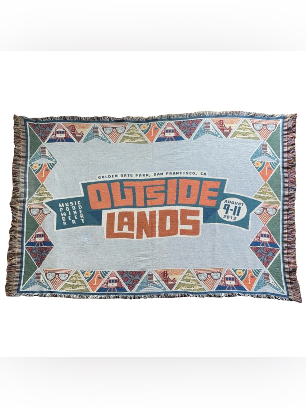 RARE Outside Lands San Francisco Tapestry Festival Blanket Woven Throw 2013